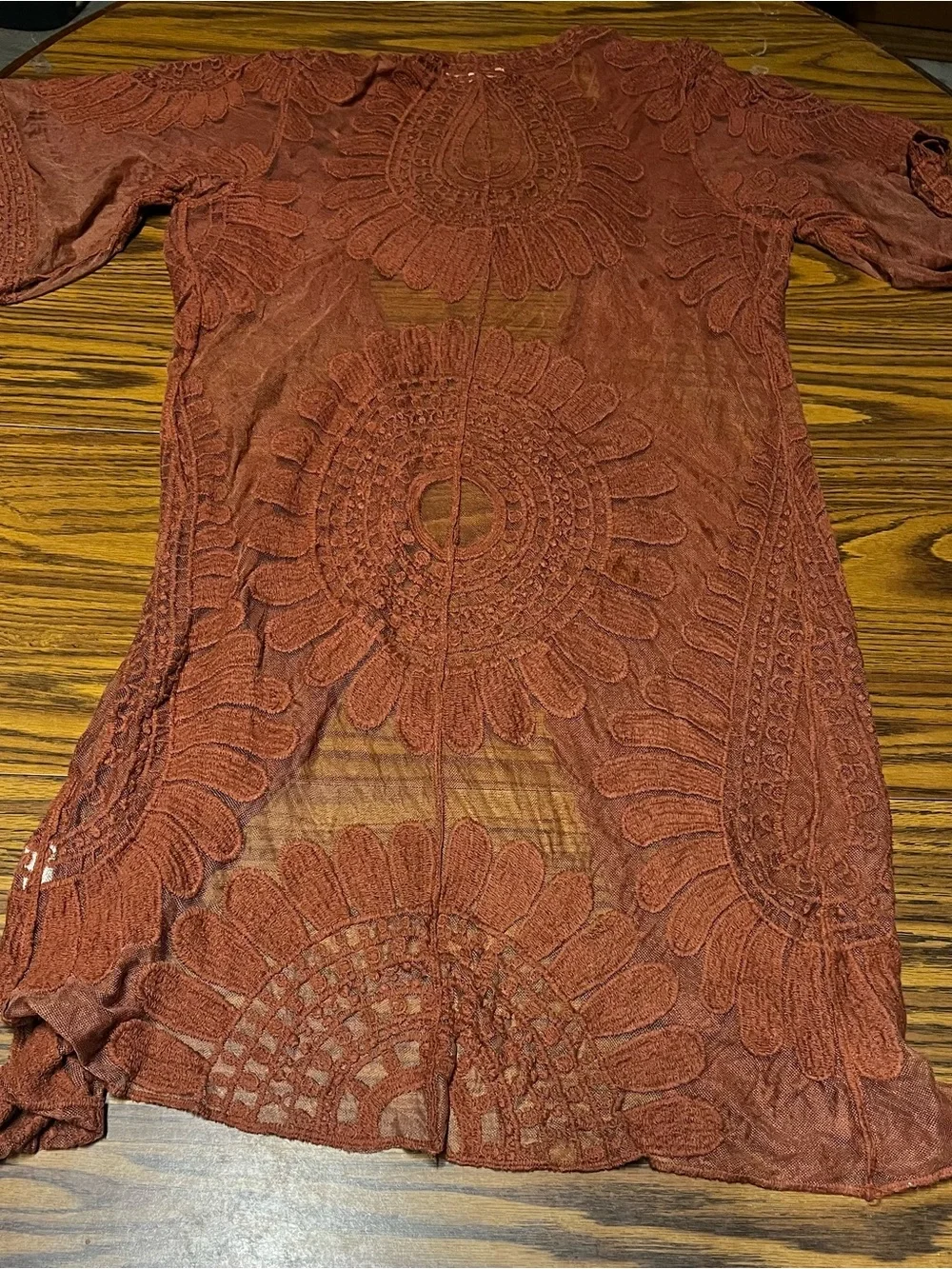 Rebellion Sheer Open Front Wrap in Rust Size Small